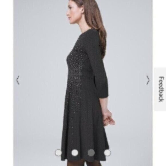 NWOT White House Black Market Embellished Fit-And-Flare Dress - Picture 3 of 5